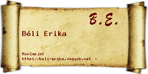 Béli Erika névjegykártya